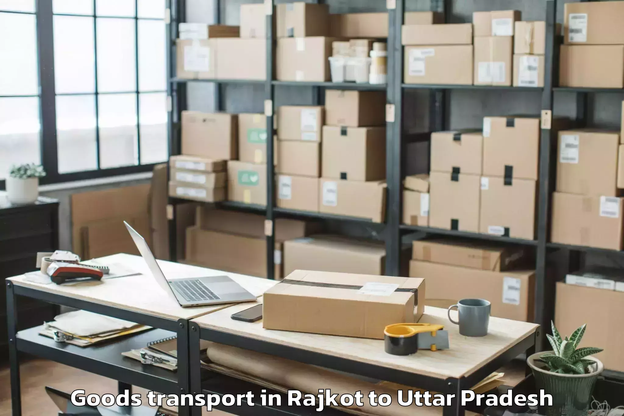 Top Rajkot to Monad University Hapur Goods Transport Available